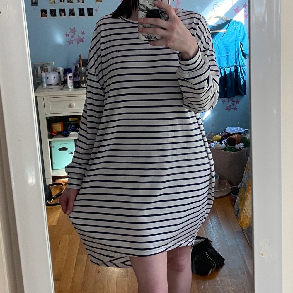Asymmetrical striped dress